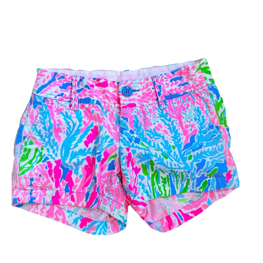 Lilly Pulitzer Lets Cha Cha Callahan Shorts Pink Blue Green Coral size 00